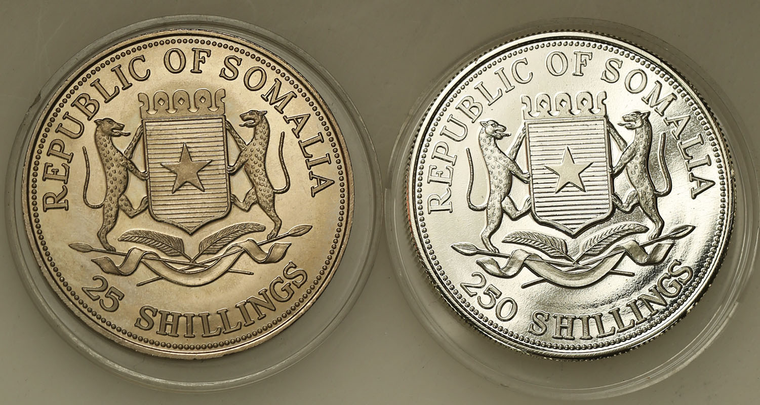 Somalia 25, 250 shillings 2000 - Jan Paweł II, zestaw 2 monet